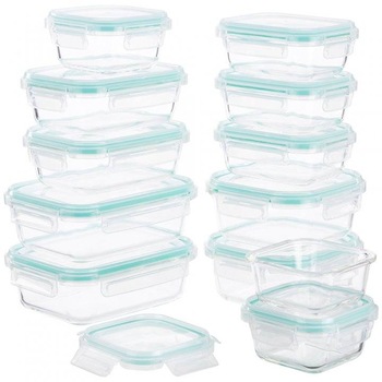 Set 12 Caserole din Sticla VonShef 1507564, Sticla Borosilicata rezistenta pana la 220 Grade, Capace Etanse fara BPA Set 12 Caserole din Sticla VonShef 1507564, Sticla Borosilicata rezistenta pana la 220 Grade, Capace Etanse fara BPA