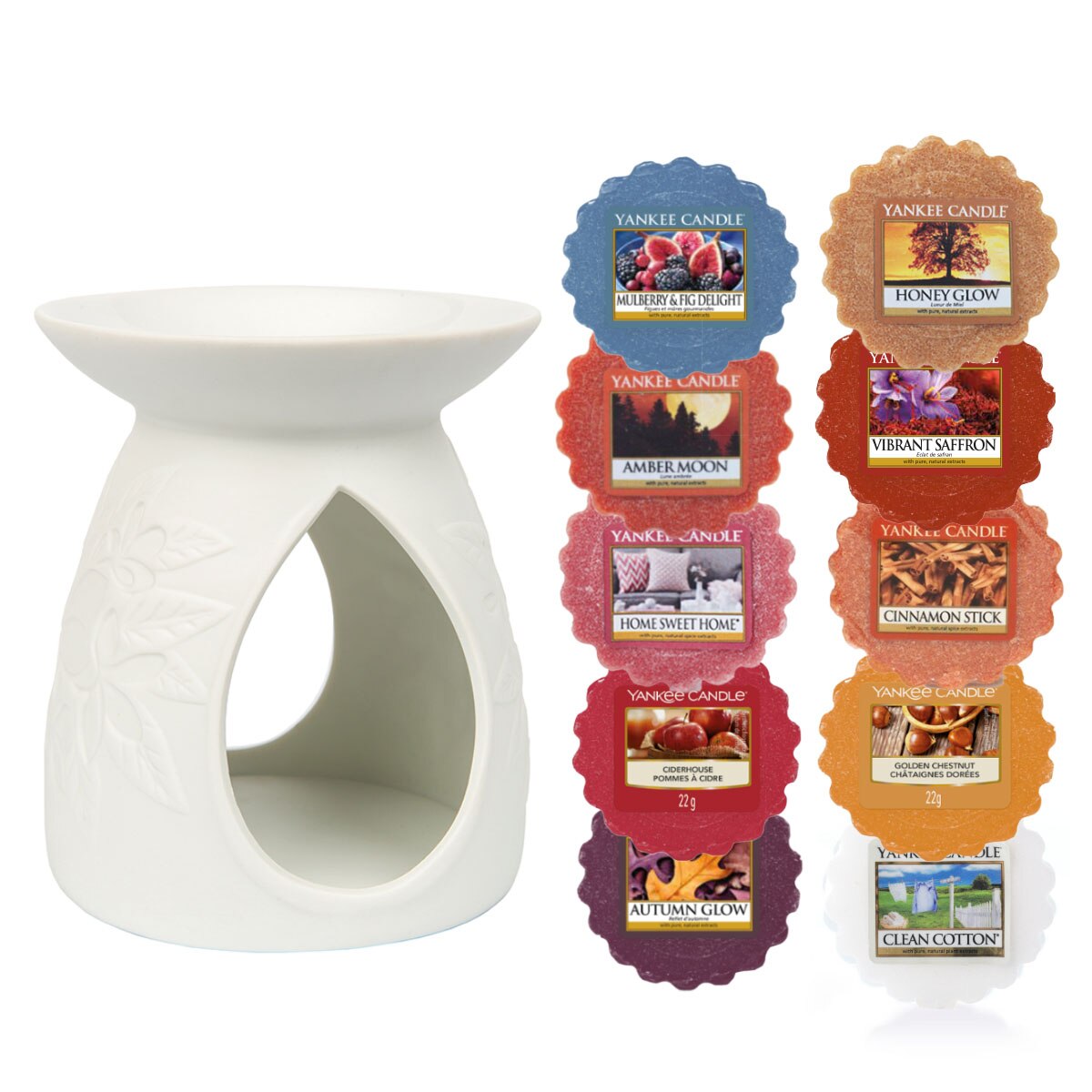 Set 10 tarte parfumate si aromatizor CADOU "Home Sweet Home", Yankee