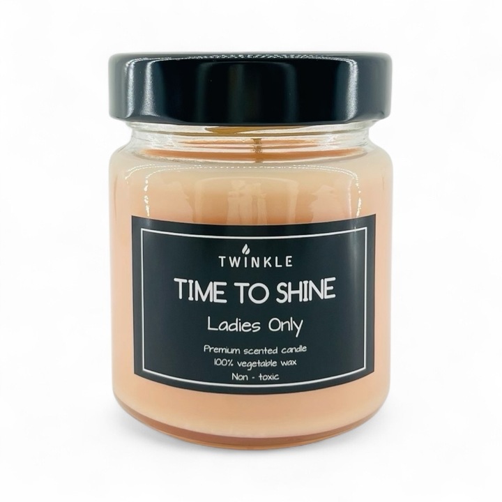 Lumanare parfumata TWINKLE cu aroma de Ambra si Iasomie Araba, ceara soia non-toxica, fitil bumbac, 150 g net