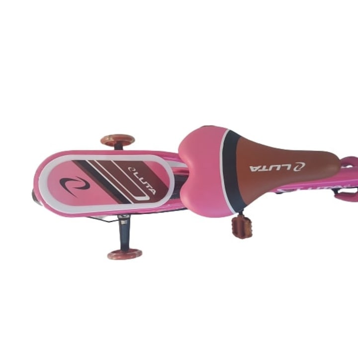 Момичешки велосипед Go Kart модел Лута 12 цола, силиконови помощни колела, метален кош, звънец, розов цвят