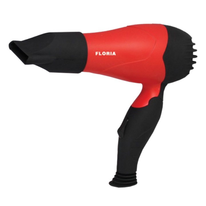 Сешоар със сгъваема дръжка за пътуване Floria ZLN8976, 1000 W, 2 скорости, 2 температурни степени, Концентратор, Червен