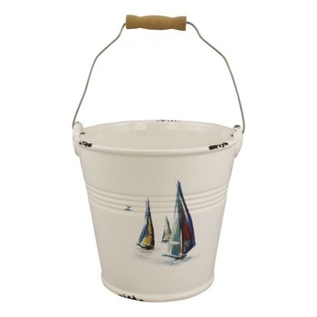 Galetusa cu toarta Sea Club, dolomita, model marin cu barci, H 16.5 cm Galetusa cu toarta Sea Club, dolomita, model marin cu barci, H 16.5 cm