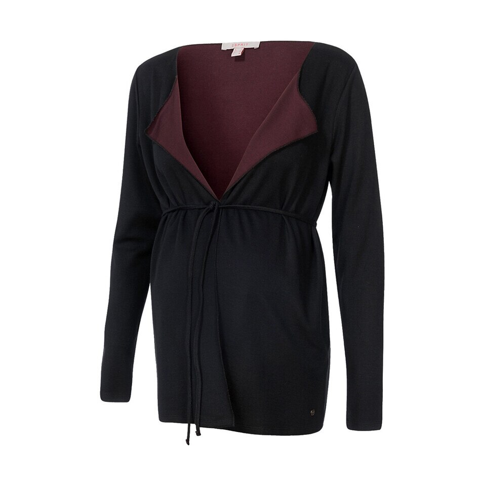 Cardigan bicolor gravide, Esprit, negru/visiniu, M