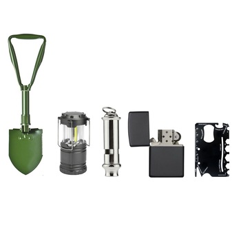 Kit camping format din Lopata Militara, Felinar LED, Bricheta, Fluier metalic si Card multifunctional 18 in 1 Kit camping format din Lopata Militara, Felinar LED, Bricheta, Fluier metalic si Card multifunctional 18 in 1