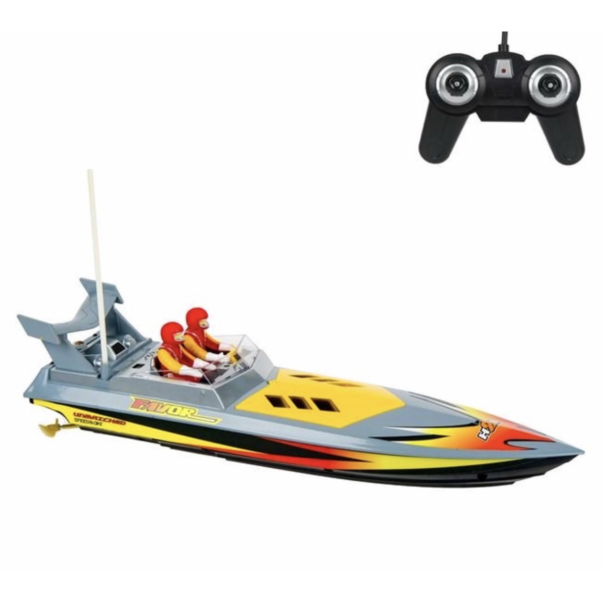 Set barca moderna multifunctionala cu telecomanda si 2 piloti, functionare completa, inainte, inapoi, stanga si dreapta, viteza maxima 25 km / h si o distanta de 27 MHz pana la 100 de metri, pentru copii , ATS