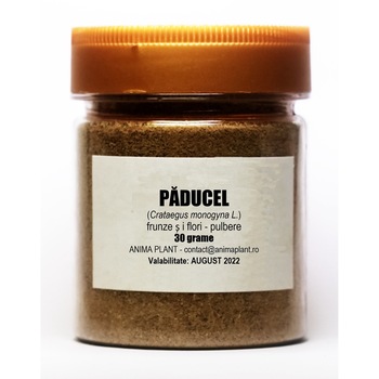 Paducel, Crataegus monogyna, frunze si flori, pulbere, Anima Plant, 30 g Paducel, Crataegus monogyna, frunze si flori, pulbere, Anima Plant, 30 g