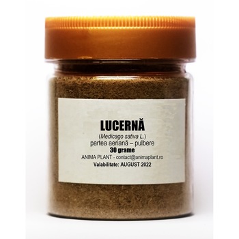 Lucerna, Medicago sativa L.. partea aeriana, pulbere, Anima Plant, 30 g Lucerna, Medicago sativa L.. partea aeriana, pulbere, Anima Plant, 30 g