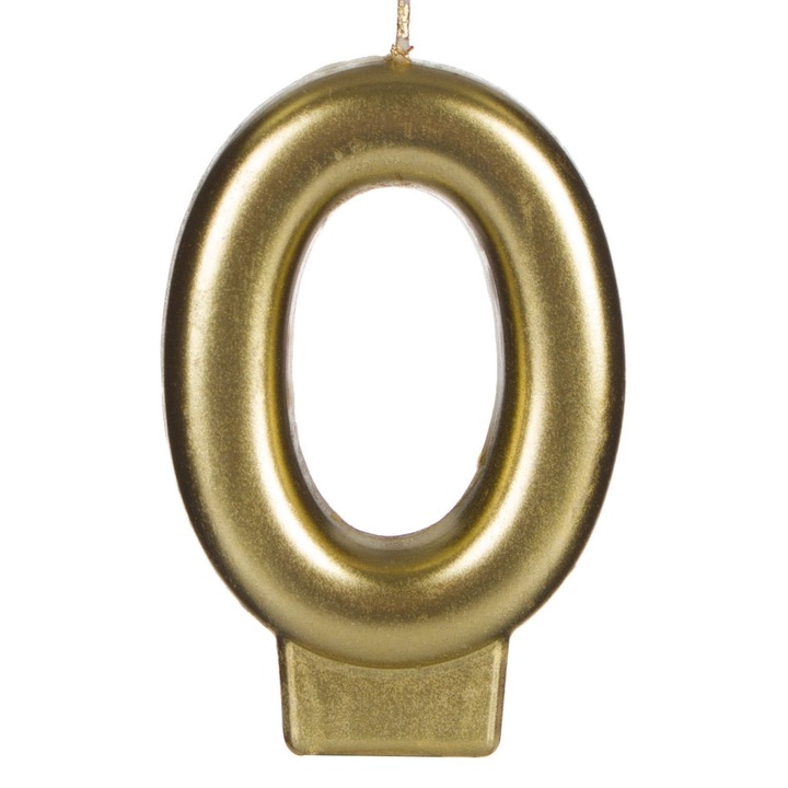 Златна свещ за торта, Cali, 8 см, номер 0