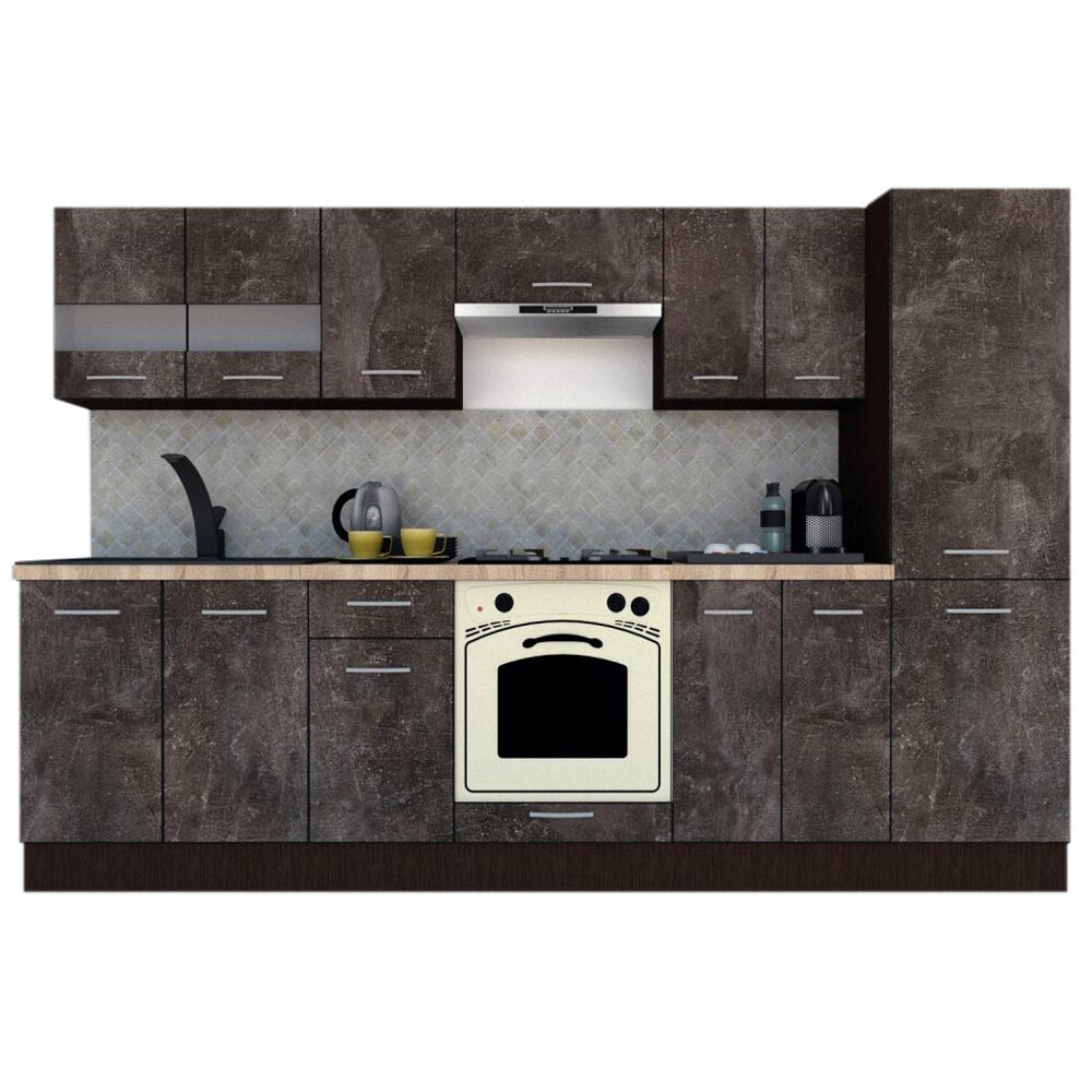 Set Bucatarie Marina New 290 4B1, Wenge / Decor 4299, 290 x 195,5 x 60 cm