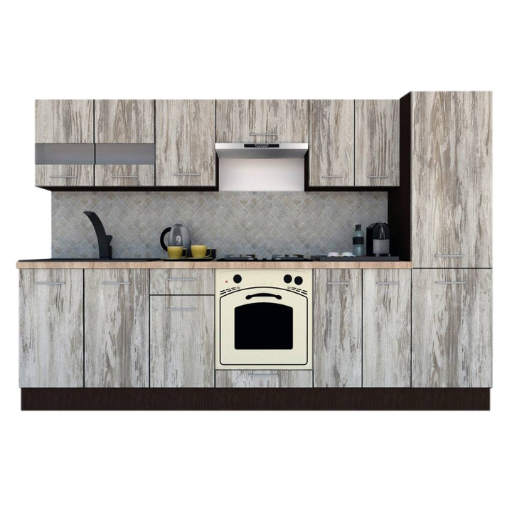 Set Bucatarie Marina New 290 4B1, Wenge / Decor K084, 290 x 195,5 x 60 cm
