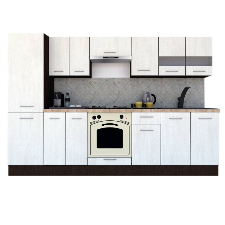 Set Bucatarie Marina New 290 4B2, Wenge / Decor 8508, 290 x 195,5 x 60 cm