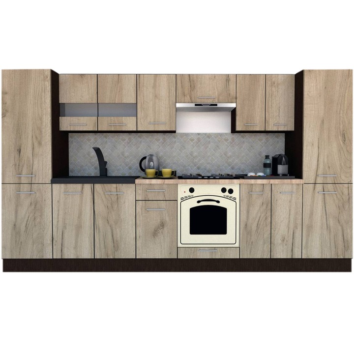 Set Bucatarie Marina New 340 5A, Wenge / Decor K002, 340 x 195,5 x 60 cm