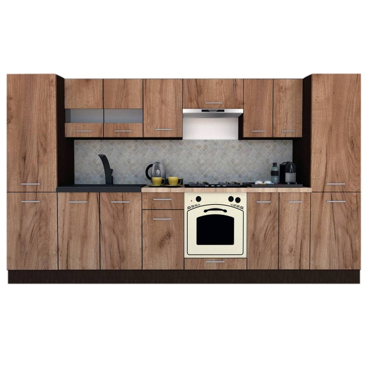 Set Bucatarie Marina New 340 5A, Wenge / Decor K004, 340 x 195,5 x 60 cm