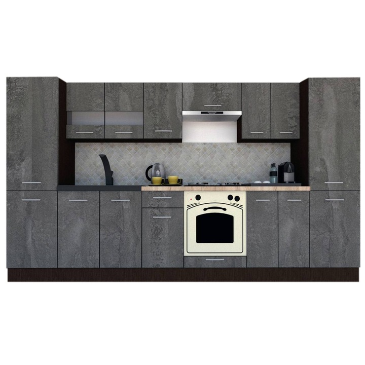 Set Bucatarie Marina New 340 5A, Wenge / Decor K352, 340 x 195,5 x 60 cm