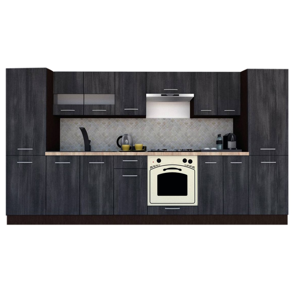 Set Bucatarie Marina New 340 5B, Wenge / Decor 8509, 340 x 195,5 x 60 cm