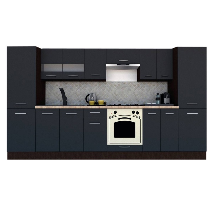 Set Bucatarie Marina New 340 5B, Wenge / Decor 0164, 340 x 195,5 x 60 cm