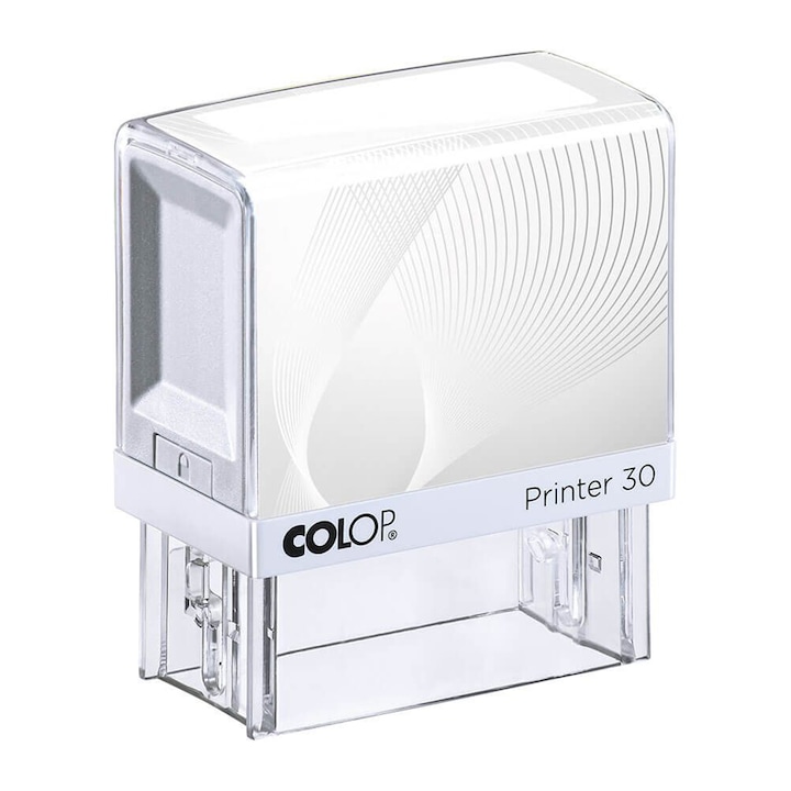 Bélyegző Colop Printer 30, "belépés/kilépés", fekete tok, fehér tartó, 18x47 mm