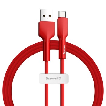 Cablu Incarcare Baseus, USB-C, Silicon, 3A, 1 m, Rosu Cablu Incarcare Baseus, USB-C, Silicon, 3A, 1 m, Rosu