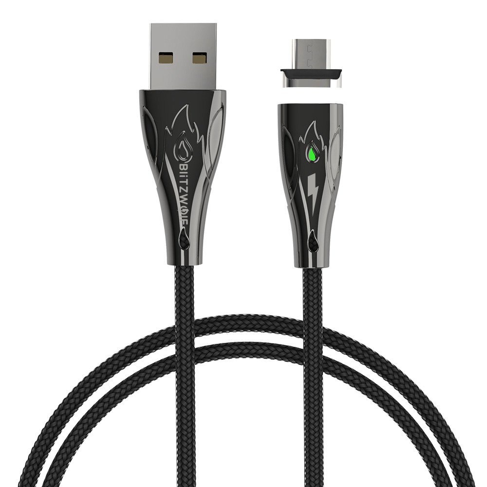 Cablu Incarcare Magnetic Blitzwolf BW-TC20, Micro USB, 3A, 1 m, Negru