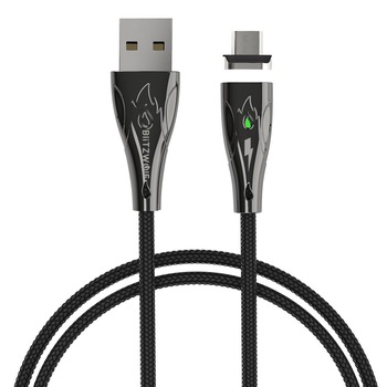 Cablu Incarcare Magnetic Blitzwolf BW-TC20, Micro USB, 3A, 1 m, Negru Cablu Incarcare Magnetic Blitzwolf BW-TC20, Micro USB, 3A, 1 m, Negru