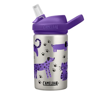Bidon de apa Eddy+ Kids 14oz, SST, Cats & Dogs, Mov/Gri Bidon de apa Eddy+ Kids 14oz, SST, Cats & Dogs, Mov/Gri