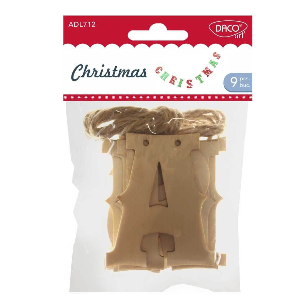 Christmas Litere din Lemn DACO, 8 cm, 9 Buc/Set, Natur