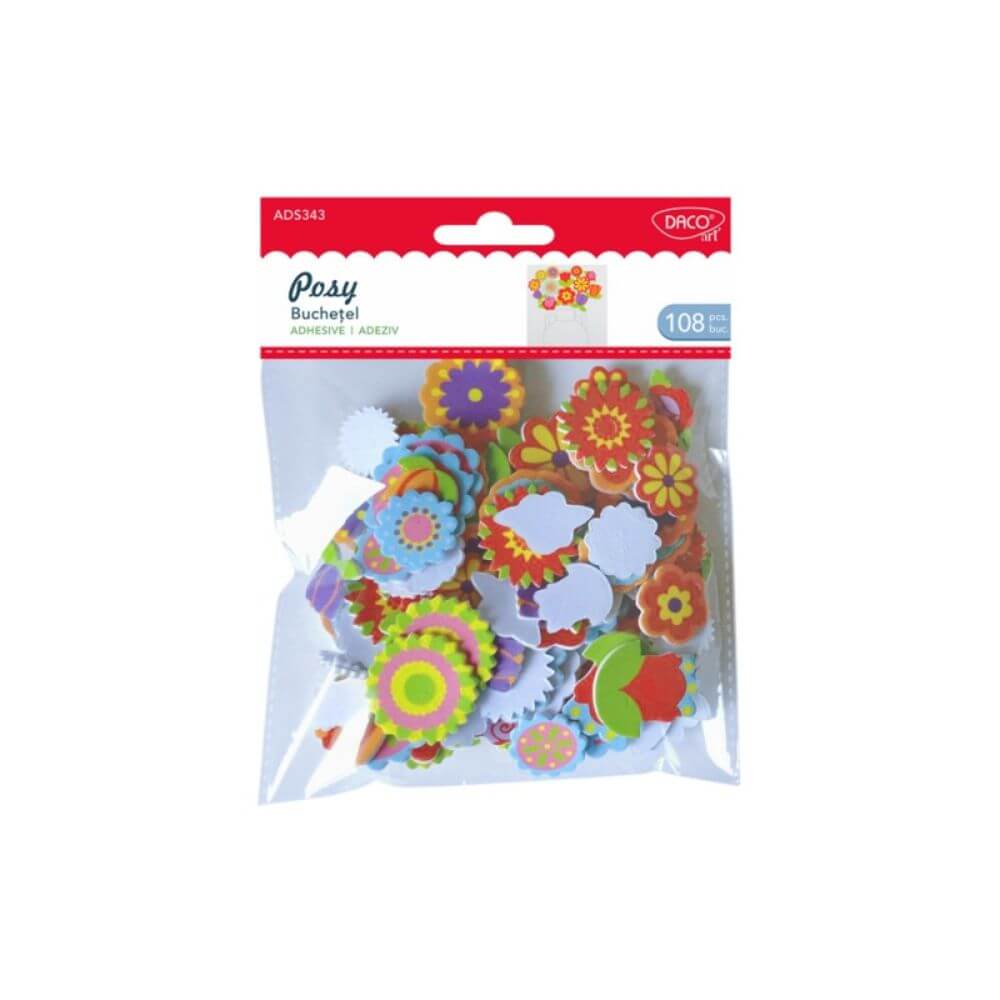 Forme Spuma Autoadeziva DACO, Model Buchetel, Dimensiune Variabila, 108 Buc/Set, Multicolor