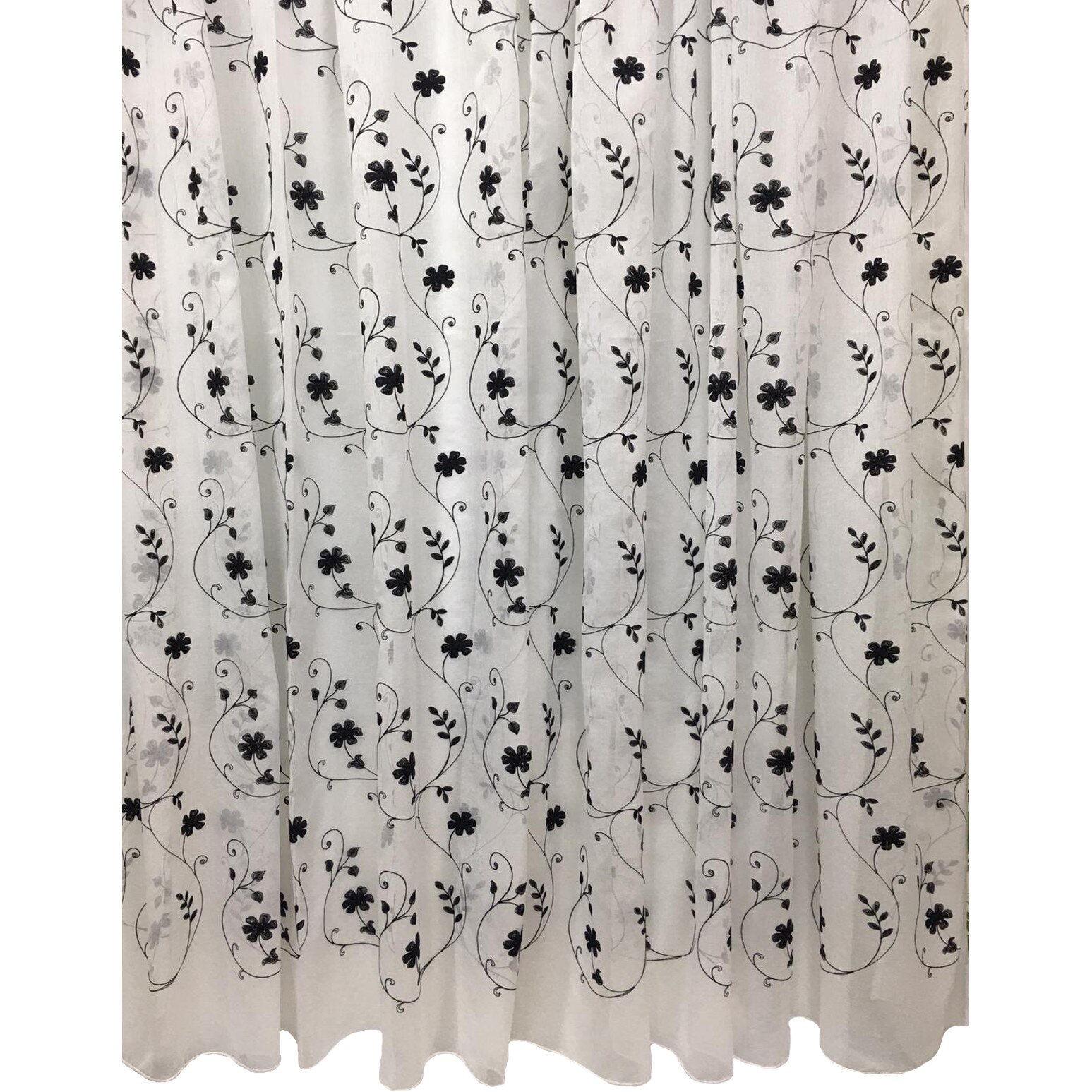 Perdea Inna, alba cu broderie neagra 900X245cm, din in, cu rejansa by Liz Line - RD1479