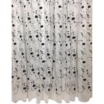 Perdea Inna, alba cu broderie neagra 900X245cm, din in, cu rejansa by Liz Line - RD1479 Perdea Inna, alba cu broderie neagra 900X245cm, din in, cu rejansa by Liz Line - RD1479