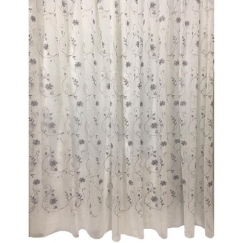 Perdea Inna, alba cu broderie gri perle 800X245cm, din in, cu rejansa by Liz Line - RD1488 Perdea Inna, alba cu broderie gri perle 800X245cm, din in, cu rejansa by Liz Line - RD1488