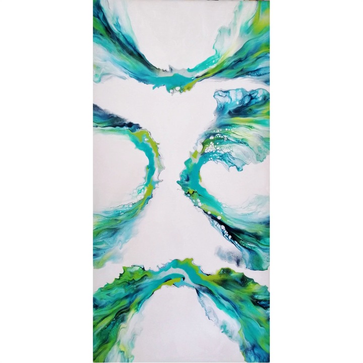 Tablou pictat manual, The Four Wind's, Canvas pe sasiu de lemn, 80 x 40 cm, Multicolor, Abstract