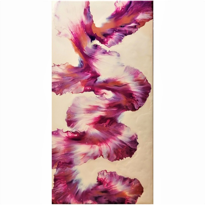Tablou pictat manual, The Sweet Purple, Canvas pe sasiu de lemn, 80 x 40 cm, Multicolor, Abstract