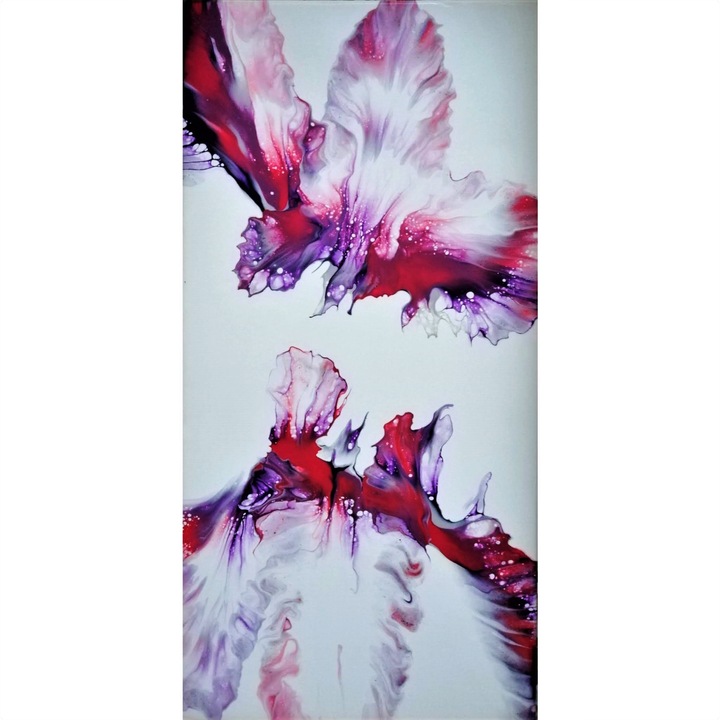 Tablou pictat manual, Happy Angels, Canvas pe sasiu de lemn, 80 x 40 cm, Multicolor, Abstract