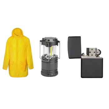 Kit camping format din Felinar LED 9W, Bricheta si Pelerina impermeabila marime universala Kit camping format din Felinar LED 9W, Bricheta si Pelerina impermeabila marime universala
