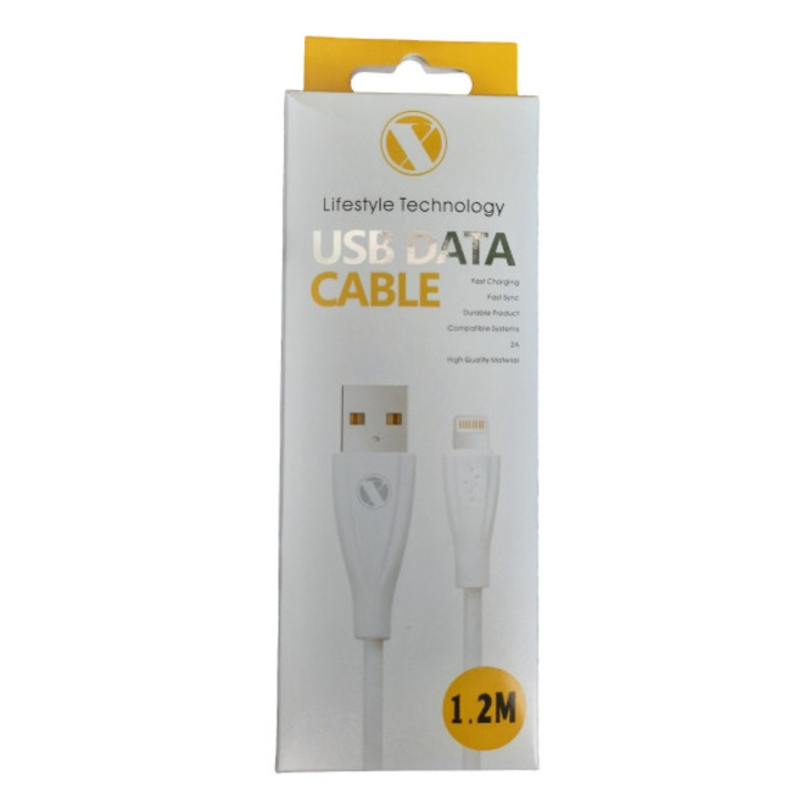 Кабел A+ Fast-Charge Iphone Lightning, 1,2 м, Бял