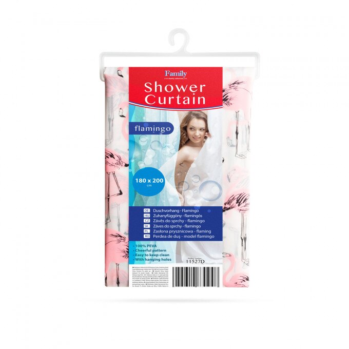 Perdea de dus, model flamingo, 180 x 200 cm, inele fixare