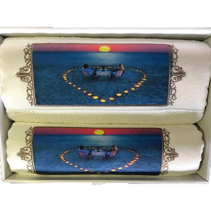 Set 2 prosoape Destina Delux, cu model plaja