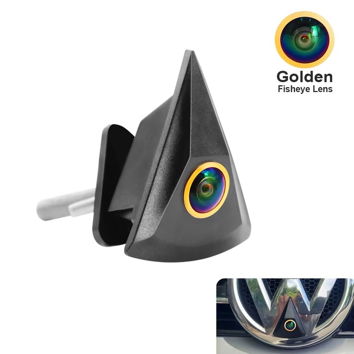 Camera Frontala incorporabila pentru stema VW Golf Passat Jetta Tiguan Unghi 170° grade Lentila Golden Fisheye AHD si CVBS