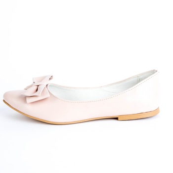 Balerini ascutiti, TUNGUS, din piele naturala roz cu funda aplicata, talpa joasa, marime 34 EU Balerini ascutiti, TUNGUS, din piele naturala roz cu funda aplicata, talpa joasa, marime 34 EU