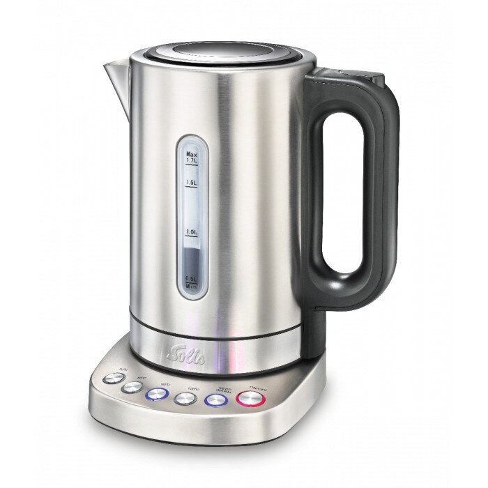 Fierbator electric Solis, Vario Temp Kettle 5516, cu pereti dubli, termoizolanti, 4 functii de temperatura, inox, 1.7 L, argintiu
