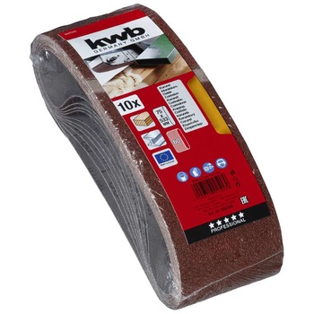Set 10 benzi abrazive 75x533, GR 60, pentru lemn si metal, KWB Professional Set 10 benzi abrazive 75x533, GR 60, pentru lemn si metal, KWB Professional