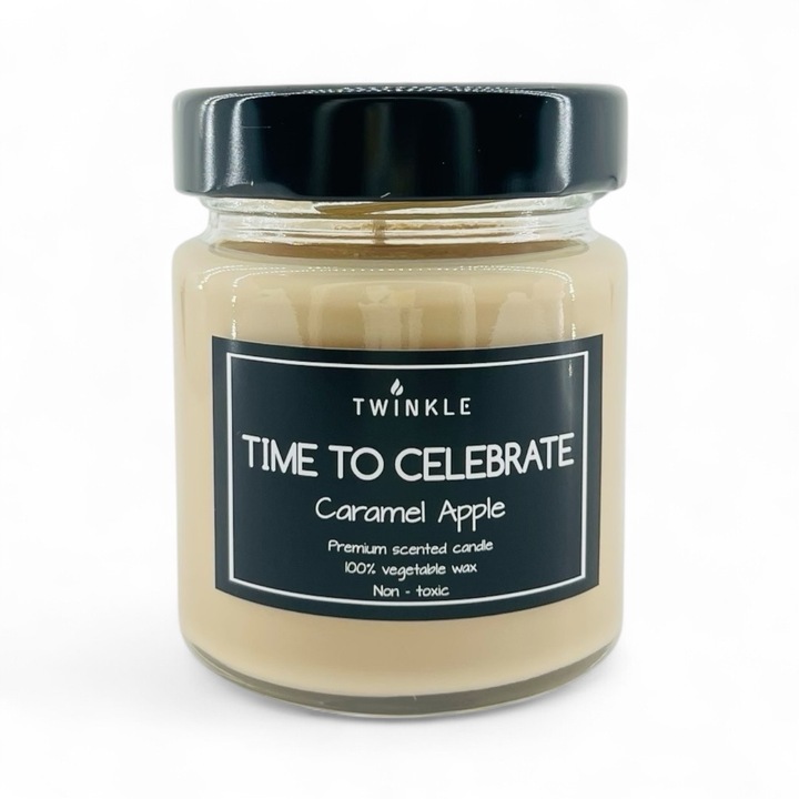Lumanare parfumata TWINKLE cu aroma de Mar caramelizat, ceara soia non-toxica, fitil bumbac, 150 g net