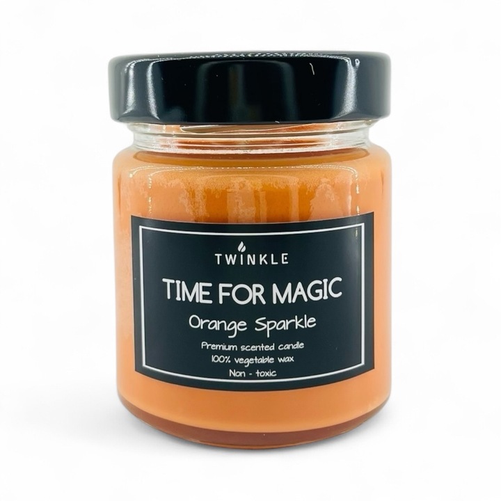 Lumanare parfumata TWINKLE cu aroma de Portocale dulci, ceara soia non-toxica, fitil bumbac, 150 g net