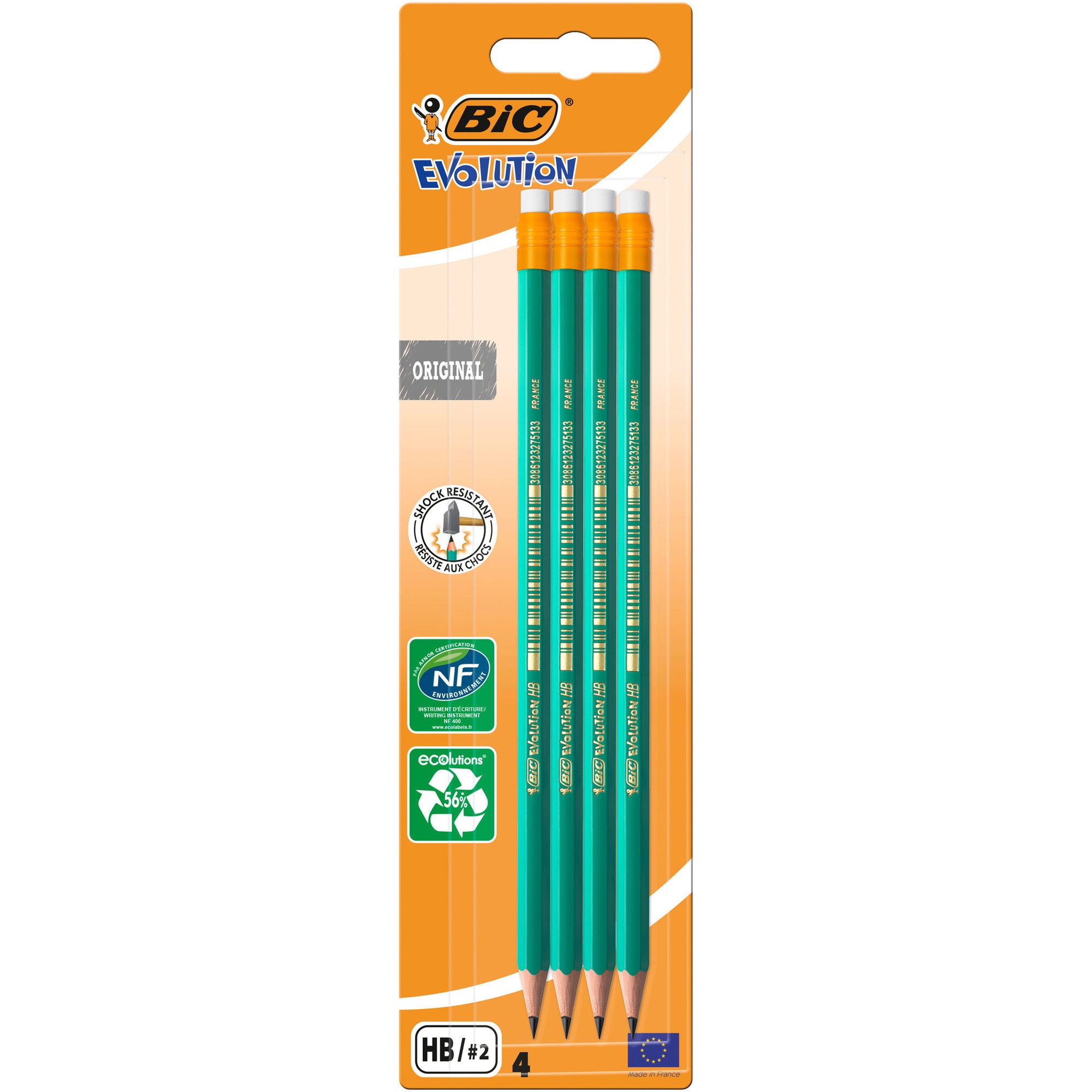 Creion grafit cu radiera BIC ECO Evolution 655, 4 bucati