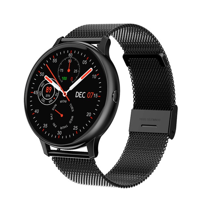 ISP DreamTime PRO 2 az 1-ben okosóra és intelligens karkötő, színes OLED kijelző, hívás / SMS / Whatsapp / Facebook értesítések, IP68 vízállóság, pulzusmérő, 9 sport mód, többféle kijelző, különféle funkciók, fekete metál