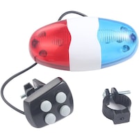 Sonerie pentru bicicleta cu 6 leduri si sunet de politie, culoare albastra si rosie si functie flash si 4 tonuri de sirena