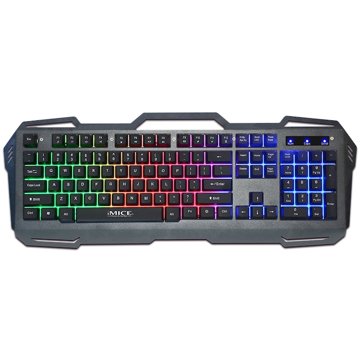 Tastatura Gaming iMice AK-400 Laser Light Gradient, 3 Culori, KeyPad Silicone, Waterproof