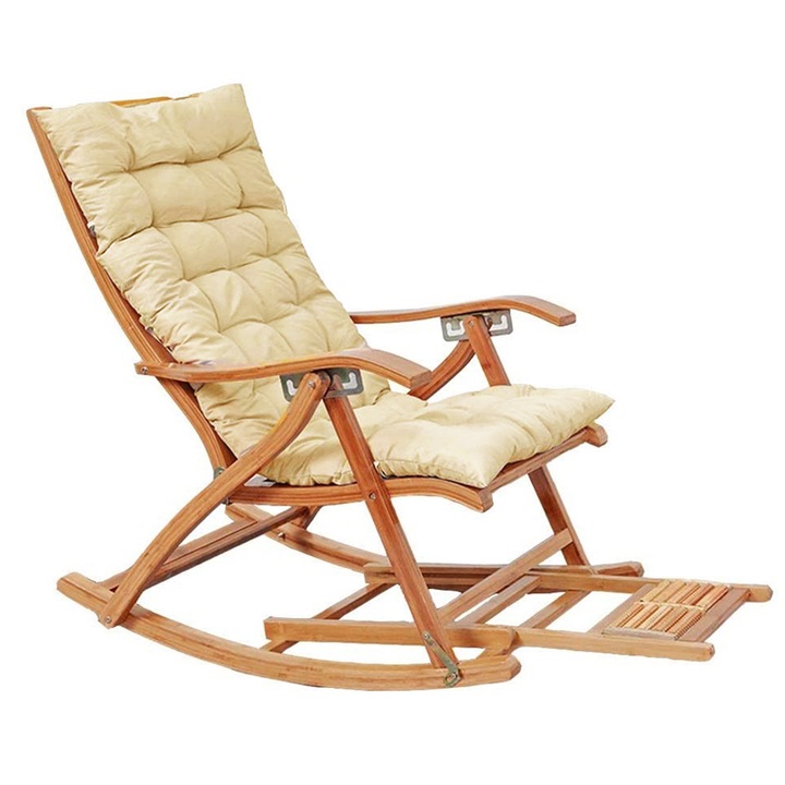 Balansoar de terasa scaun living cu cadru lemn rezistent,122x79x46, perna crem