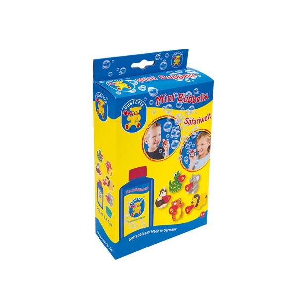 Jucarie baloane de sapun Pustefix cu 5 figurine Mini Bubelix Bubble Safari