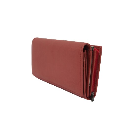 Portofel dama, din piele naturala, Hassion, 1519 Orange Red